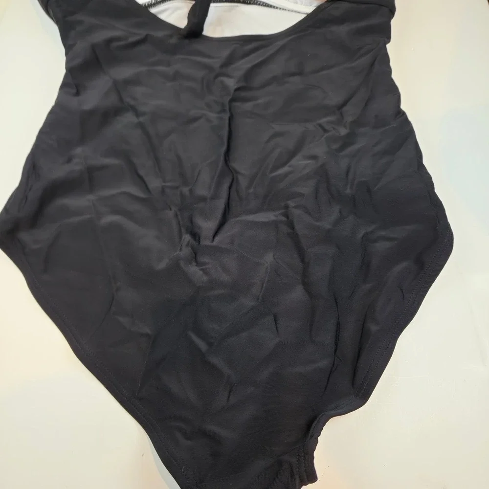 B2PRITY‎ One Piece Swimsuit Womens M Black Leopard Ruched Underwire Chic 419 NWT